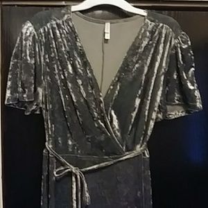 Silver velvet wrap dress